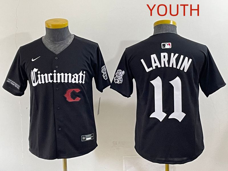Youth 2025 Cincinnati Reds #11 Larkin Black Five generations Joint Name Nike MLB Jersey style 15